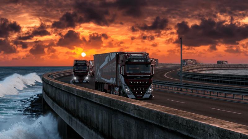Twisted Transport convoy on the road